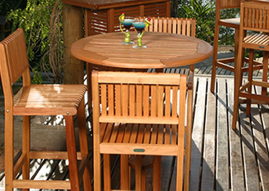 Outdoor Wooden Bar Stool And Table  - Visit Us Today For The Widest Range Of Outdoor Furniture Products.