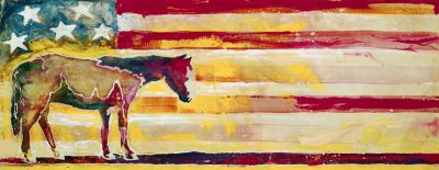 Horse-Red White & Blue Outdoor Art 44x16
